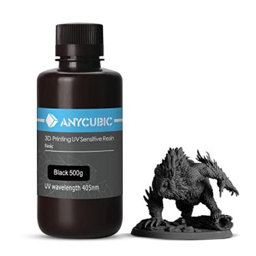 Imagem de Resina para impressora 3D ANYCUBIC, resina de cura UV SLA de 405 nm com alta precisão, cura rápida e excelente fluidez para impressão 3D em LCD (preta, 500 g)