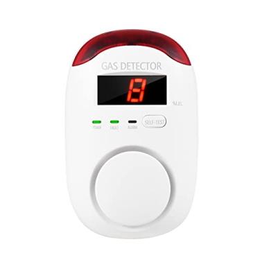 Imagem de Qican Alarme de fumaça tipo plug-in Alarme de gás LED Display digital Detector de vazamento de gás combustível Monitor de metano com aviso de voz para cozinha doméstica