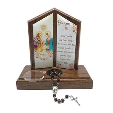 Imagem de Oração de Mesa com Porta Terço Sagrada Família