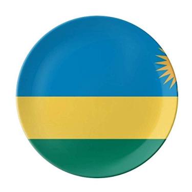 Imagem de Prato de porcelana decorativa com bandeira nacional da África do Ruanda, Prato de jantar