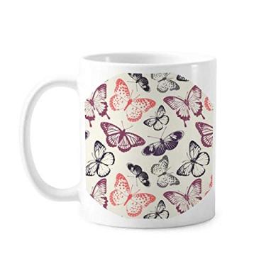 Imagem de Caneca Borboleta em fundo rosa pálido cerâmica copo de porcelana café louça