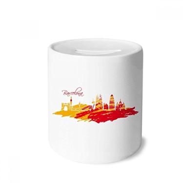 Imagem de DIYthinker Caixa para dinheiro Barcelona vermelha amarela caixa de cerâmica porta-moedas presente de cofrinho
