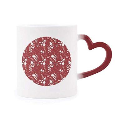 Imagem de Caneca vermelha com estampa branca de Natal sensível ao calor Caneca vermelha que muda de cor