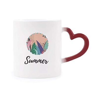 Imagem de Caneca de grés com estampa de plantas abstratas e sensíveis ao calor que muda de cor vermelha