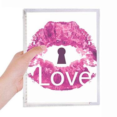 Imagem de Diário de folhas soltas para dia dos namorados rosa lábio Love Keyhole diário recarregável