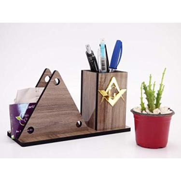 Imagem de Porta caneta porta cartão maçonaria Madeirado