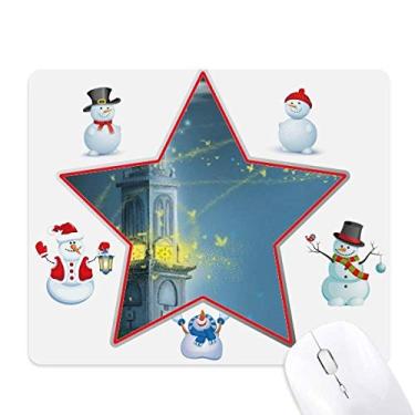 Imagem de Mouse pad Silent Night Lighthouse Fuying Painting mas Snowman Family Star