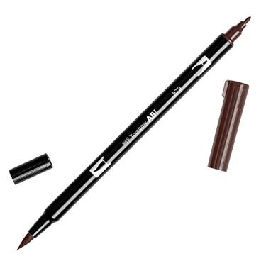Imagem de Tombow 56602 Marcador artístico de caneta dupla escova, 879 - marrom, 1 pacote. Marcador misturável, pincel e ponta fina