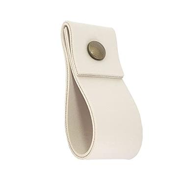 Imagem de Puxador Doba Parafuso - Textura de Couro Creme - Parafuso Ouro Velho