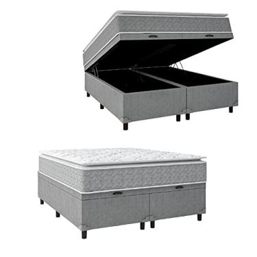 Imagem de Cama Box Baú Colchão Molas Ensacadas Pillow Top Perfect Cinza/Branco Umaflex - Suporta até 120kg por Pessoa (Queen)