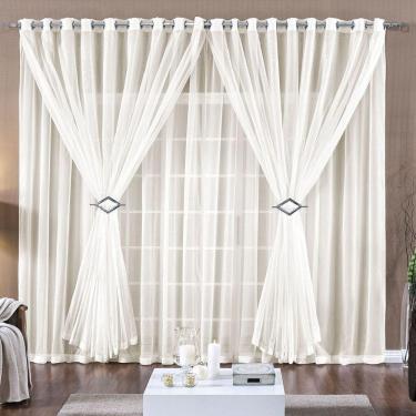 Imagem de Cortina Paula 3,00M X 2,80M Palha Tecido Voal Leve Clean Para Sala Ou Quarto