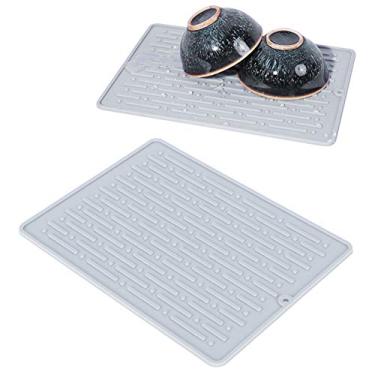 Imagem de Tapete de drenagem, 2 furos Resistente ao calor, à máquina de lavar louça, antideslizante e ecologicamente correto para prateleiras de secagem de silicone, para(Tapete de dreno de duplo furo)