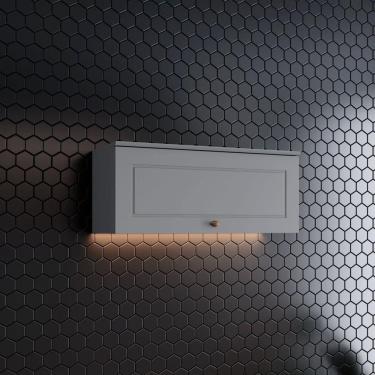 Imagem de Armário Aéreo 1 Porta Basculante 80cm Emily Espresso Móveis Cinza