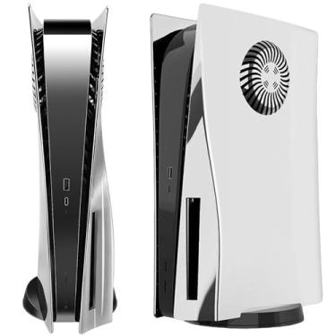 Imagem de Painel PS5 com aberturas de resfriamento,para PS5 Disc Edition Tampa brilhante do console Painel lateral de substituição,Acessórios à prova de poeira Shell (prata)