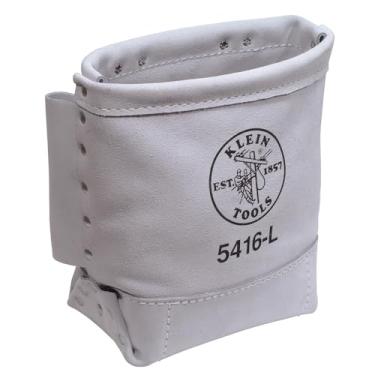 Imagem de Klein Tools Bolsa de ferramentas 5416L, bolsa de couro com pinos e parafusos, conexão de laço de túnel, parte inferior reforçada, 12,5 x 25,4 x 22,4 cm