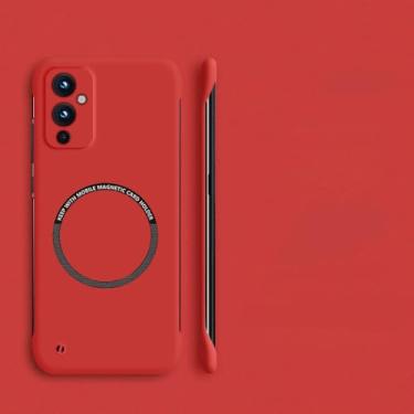 Imagem de Capa magnética sem moldura para pc rígido, para oneplus 10 pro 9r 9rt 10r 10t 11 9 8t 7t 8 7 pro, capa fina fosca, vermelha, para oneplus 9rt