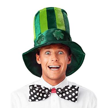 Imagem de Seasons Cartola de duende de pelúcia verde - acessórios de fantasia do dia de São Patrício chapéu de veludo verde trevo para homens e mulheres