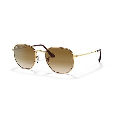 Imagem de Óculos de Sol Ray-Ban Hexagonal 0RB3548 001/51 Tam 51 / Ouro - Lentes Marrom Gradiente