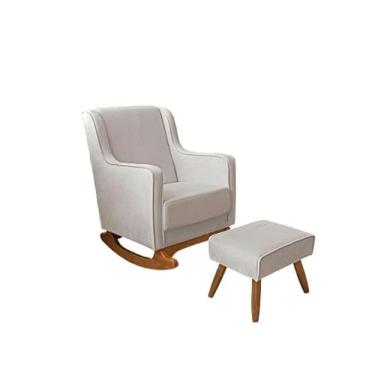 Imagem de Poltrona/Cadeira de Amamentação para Mamãe Balanço com Puff -Linho Ds Home