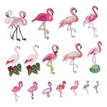 Imagem de DIYEAH 48 Peças Conjunto Remendo Flamingo Remendo Para Roupas Personalizar Adesivos Emblemas Bordados Para Costurar Em Ferro Em Remendos Enfeite Roupas Remendo Bordado