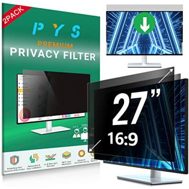 Imagem de PYS [Pacote com 2 filtros de tela de privacidade para computador de 27 polegadas para monitor widescreen 16:9 - Filtro de privacidade removível fácil - Proteção ocular antirreflexo luz azul escudo de