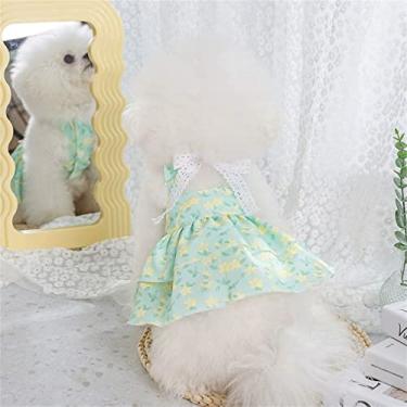 Imagem de Yeduzyn Vestido de princesa para cães com laço roupas para animais de estimação lindo colete de flores para cachorro adorável camiseta respirável para animais de estimação roupas para animais de