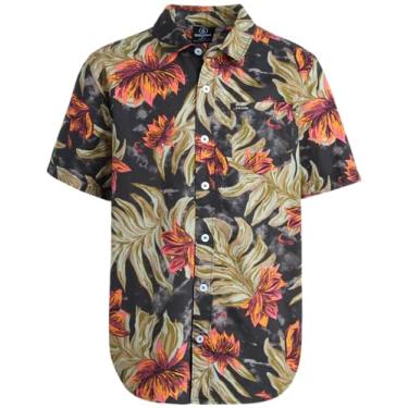 Imagem de Volcom Camisa de botão para meninos - Camisa havaiana casual de algodão de manga curta - Camisa infantil com colarinho para meninos (8-16), Cinza, 10-12