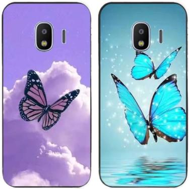 Imagem de 2 peças borboleta voando no céu impresso TPU gel silicone capa de telefone traseira para Samsung Galaxy todas as séries (Galaxy J2 Pro 2018)