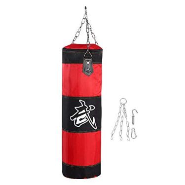 Imagem de Saco de boxe pesado, saco de areia vazio saco de pancada pendurado treinamento MMA kickboxing Muay Thai saco de areia de boxe gancho kick saco de areia para criança adulto (80 cm vermelho) saco de boxeo saco boxeo saco rot