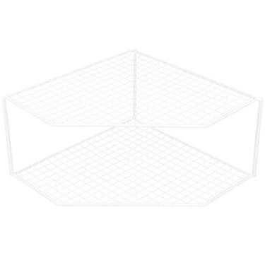 Imagem de MAGICLULU Prateleira de armazenamento de canto de 2 camadas, organizador de pratos para armário de canto, suporte de bancada, prateleira de armazenamento para pratos, armário, despensa, cozinha,
