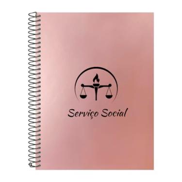 Imagem de Caderno Universitário Espiral 15 Matérias Profissões Serviço Social (Rosê Gold)