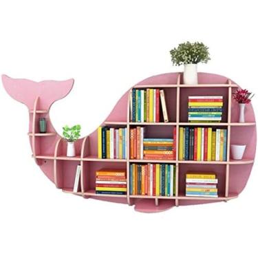 Imagem de Prateleira de parede de baleia criativa Sala de estar Pendurado na parede Decoração Prateleira Divisória de parede do quarto Nórdico Criativo Simples Estante de várias camadas Armário de arm