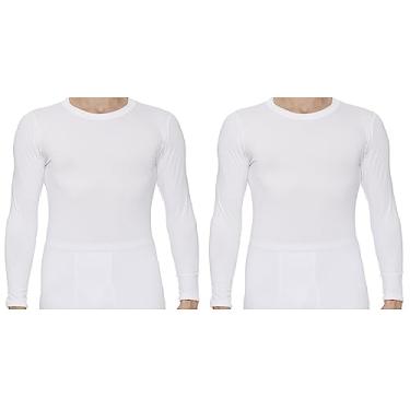 Imagem de Rocky Camiseta masculina térmica de camada de base (camisa de roupa íntima longa John) com isolamento para aquecimento de esqui ao ar livre/pijama frio extremo, Branco-pesado, M