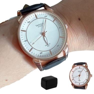 Imagem de Relógio masculino yazole 398 pulseira preta + caixa