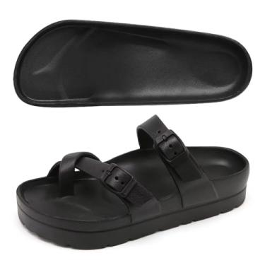 Imagem de Scecocrs Chinelo feminino plataforma com suporte de arco, sandálias Eva leves e grossas para mulheres, sandália moderna confortável de praia de verão com fivela ajustável, Sandalias De Plataforma Para