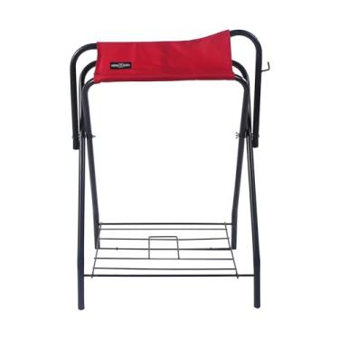 Imagem de Harrison Howard Suporte de sela independente de tamanho completo portátil para cavalos com tecido adiciona proteção à parte inferior da sela, evita entalhes de barra, sela segura rosa rosa