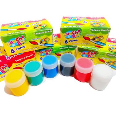 Imagem de 50 Tinta Guache Tempera 6 Cores Pintura Aquarela Infantil Kit Lembrancinha Festa Aniversario Dia das Crianças