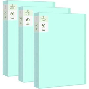 Imagem de Portfólio de pintura de arte A3 3 unidades, pasta de portfólio com 60 páginas de exibição 120 páginas para desenho de arte, fotografias, pôsteres, C3,43 * 32,5 * 4,2 cm