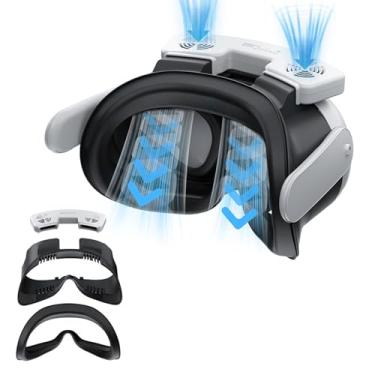 Imagem de VR Double Cooling Fan for MetaQuest 3, Air Circulation Quick Removal Anti-fogging Fitness Facial Interface Bracket Face Cover Face Pad for Meta Quest 3