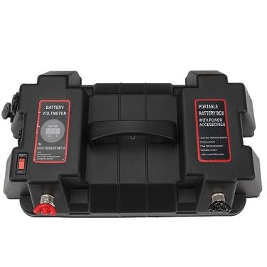 Imagem de Vomeko Smart Battery Box, RV Battery Box Trolling Motor Smart Battery Box Power Center, 12V Marine Case com voltímetro, para RV Van SUV ATV Camper Truck Car (SEM bateria)