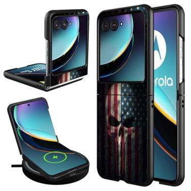 Imagem de CAPAUNVDA Capa para Motorola Razr 2024, para Moto Razr 50, ultrafina, fina, rígida, à prova de choque, capa para celular para Moto Razr 2024, bandeira de caveira