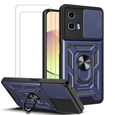 Imagem de WRTBS Capa de celular para Motorola Moto E14 / G04 / G24 /G04S capa com protetor de tela de vidro [2 unidades], capa de proteção para câmera deslizante embutida, capa protetora de corpo inteiro