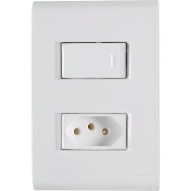 Imagem de Conjunto 4x2 Com 1 Interruptor Simples 10 A 250 V E 1 Tomada 2p+t 20 A 250 V Tramontina Liz Branco