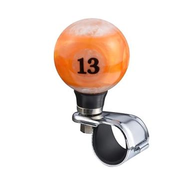 Imagem de Lunsom Botão giratório de volante, botão giratório suicida botão de energia de bilhar alça de bola girando impulsionador de direção interior acessórios de carro, laranja