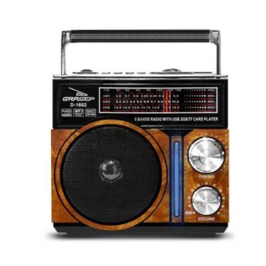 Imagem de Radio portatil retro vintage am-fm grasep d-1602 madeira