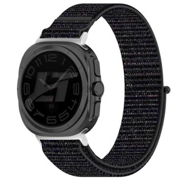Imagem de Pulseira Nylon Loop Conector Prata LTimports compativel com Galaxy Watch Ultra 47mm Sm-L705 e Sm-L705F (LT-Preto-rajado)