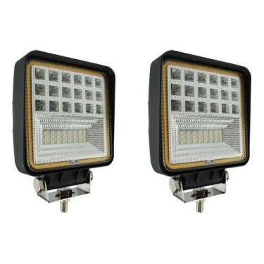 Imagem de 2 Farolete Milha Led Quadrado 126w Com Pisca Ambar Potente - BRIWAX