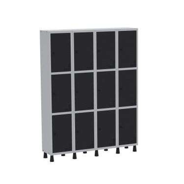Imagem de Roupeiro Aço Light 4v 12 Portas Gr304/12 Cinza/Preto