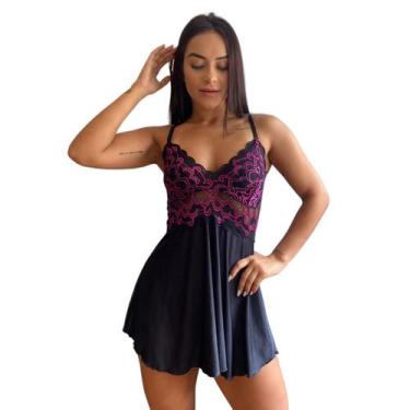Imagem de Camisola Feminina Sexy Lisa de Renda Lingerie - Pijama Feminino Adulto