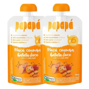 Imagem de Kit 2 Papinha Papapá Orgânica Maçã, Cenoura, Batata-Doce 100g